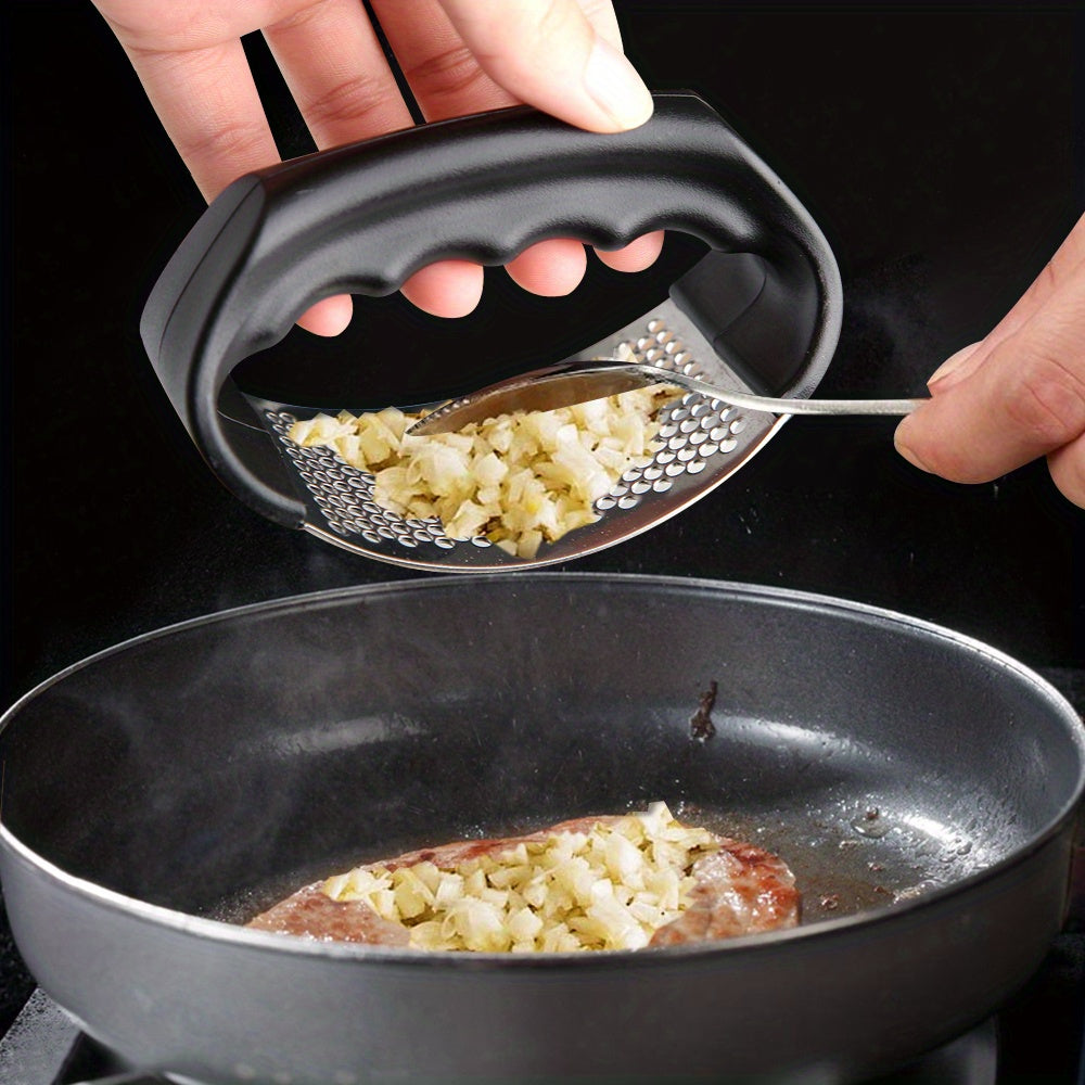 Manual Garlic Crusher & Vegetable Cutter – Stainless Steel Masher and Press