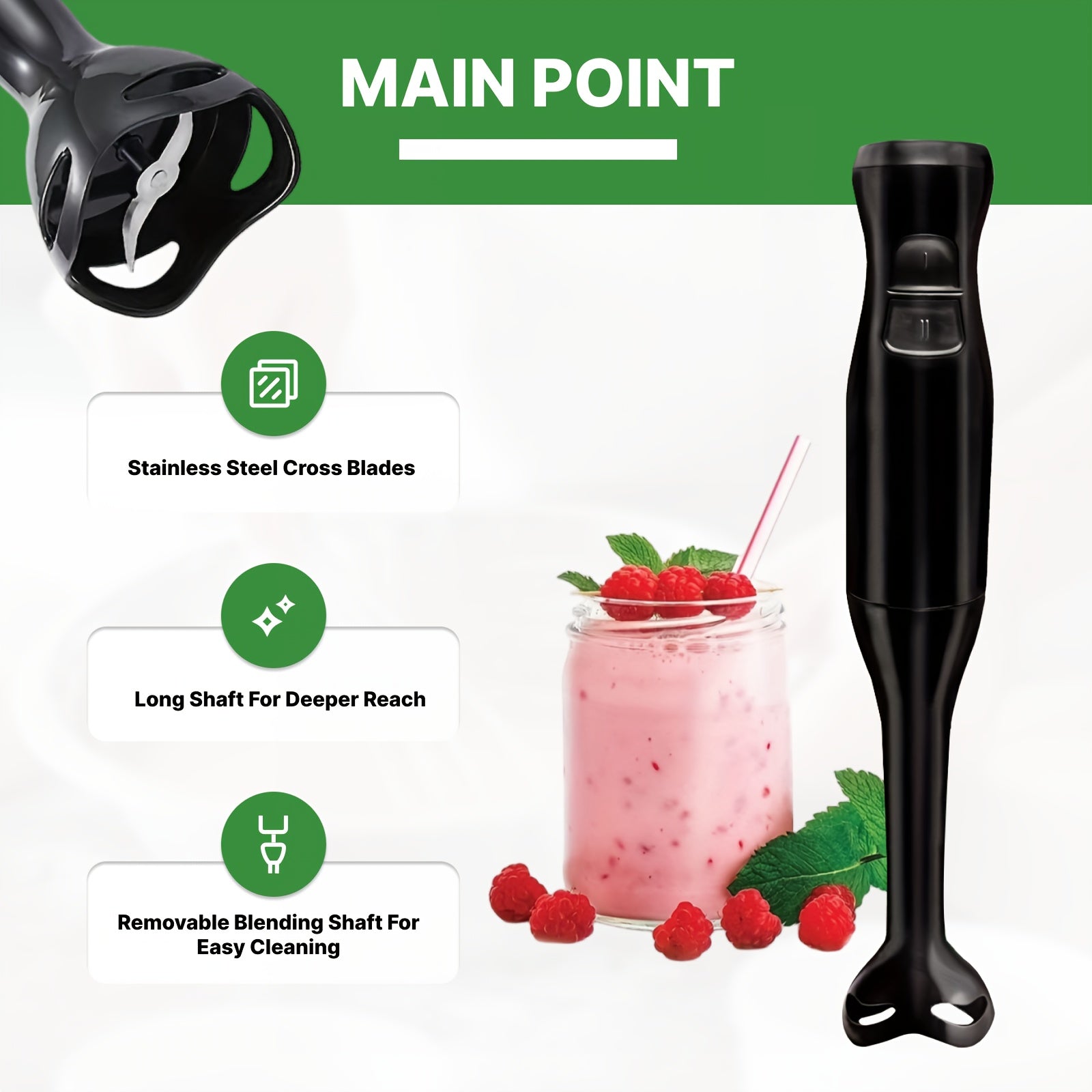 2-Speed Handheld Immersion Blender – Compact, Detachable & Versatile