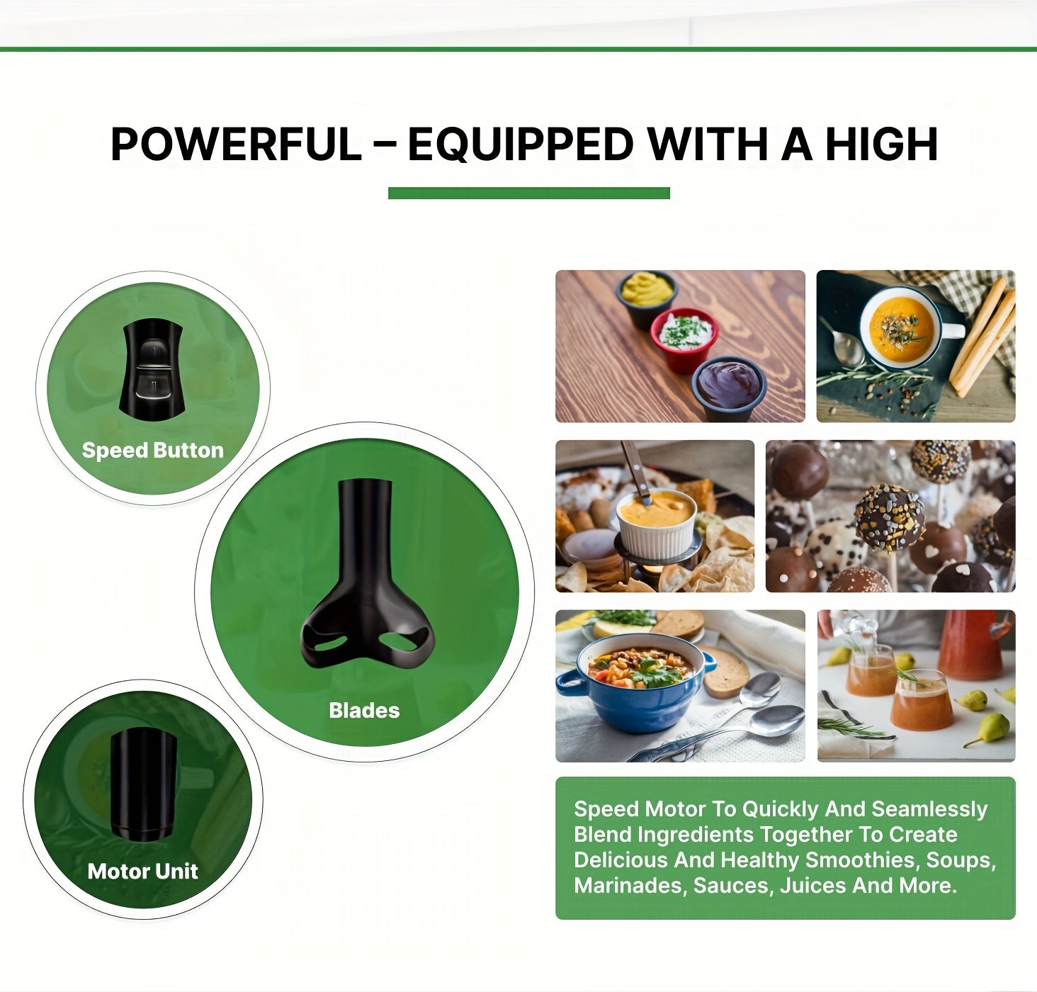2-Speed Handheld Immersion Blender – Compact, Detachable & Versatile