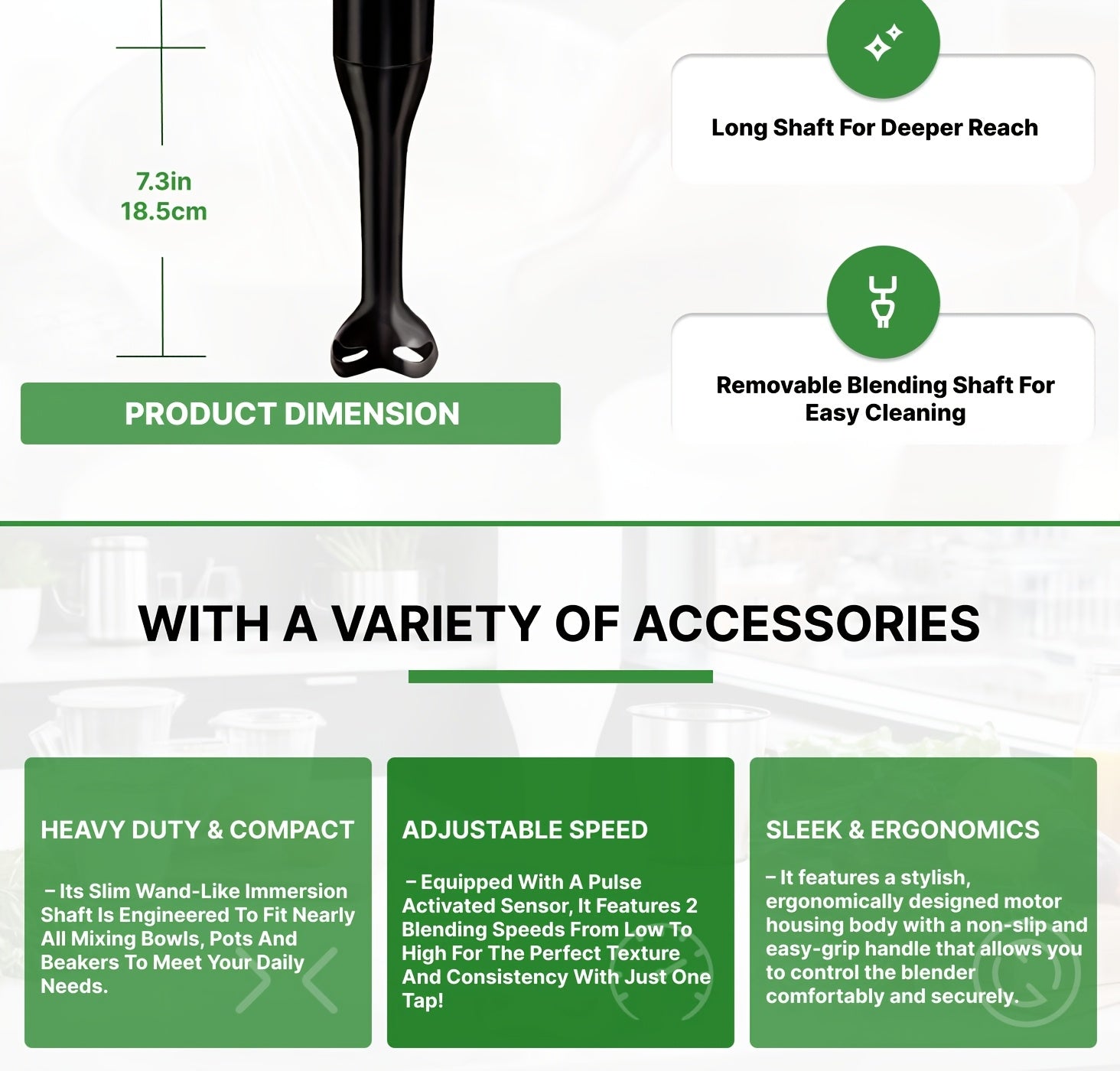 2-Speed Handheld Immersion Blender – Compact, Detachable & Versatile