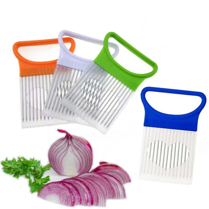 Onion Holder & Vegetable Slicing Tool – Tomato, Potato, Lemon Cutter with Stainless Steel Pins