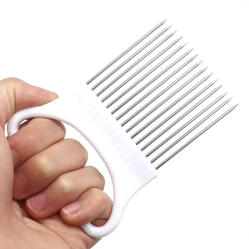 Onion Holder & Vegetable Slicing Tool – Tomato, Potato, Lemon Cutter with Stainless Steel Pins