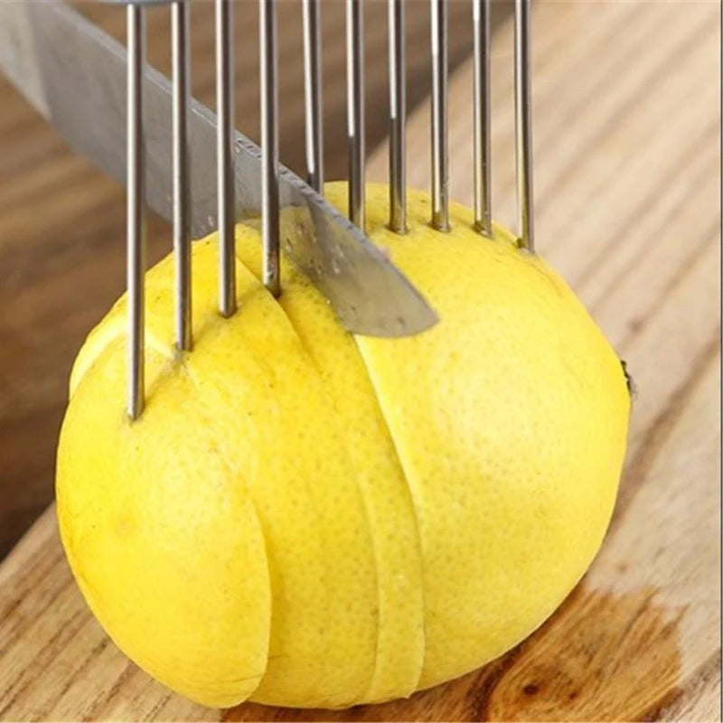 Onion Holder & Vegetable Slicing Tool – Tomato, Potato, Lemon Cutter with Stainless Steel Pins