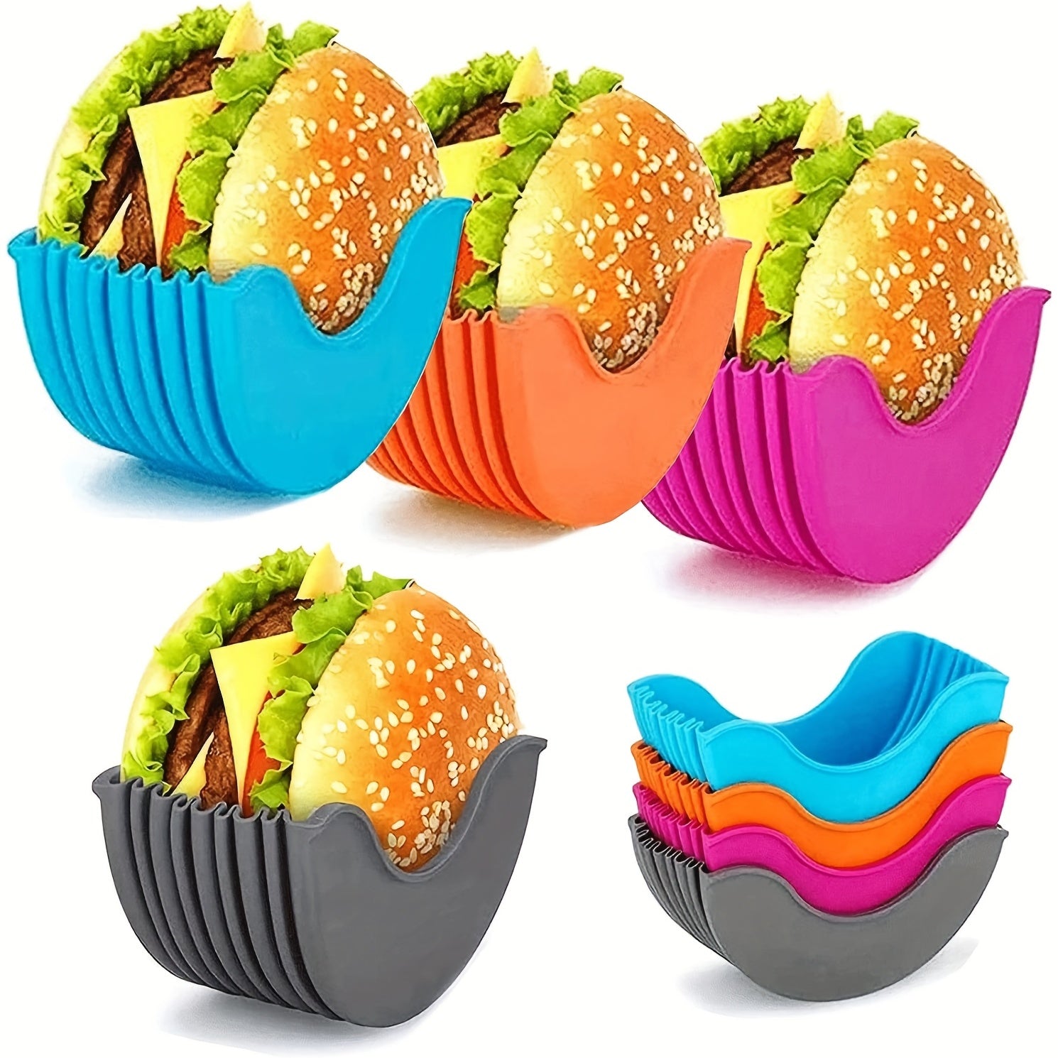Expandable Silicone Hamburger Rack | Reusable Burger Storage & Patty Holder (1pc/4pcs)